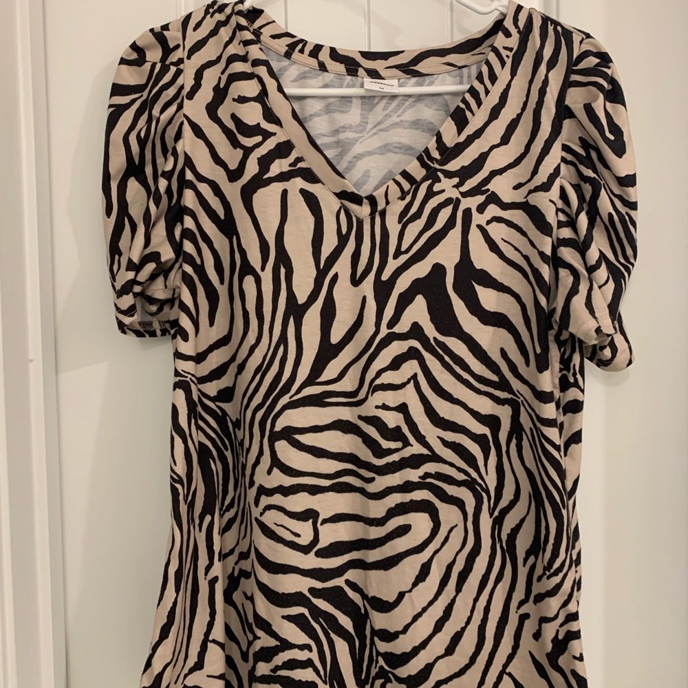 Zebra Print V-Neck Women's Top